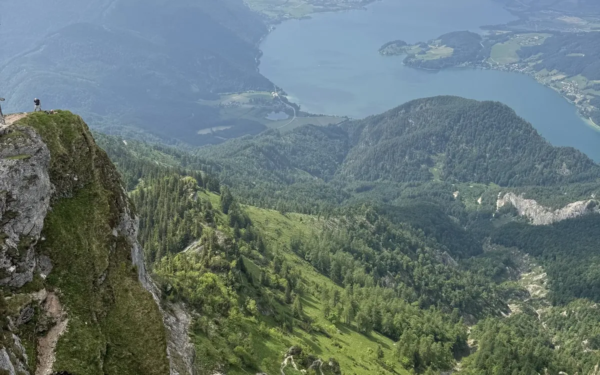 The view from the Schafberg summit over a lake